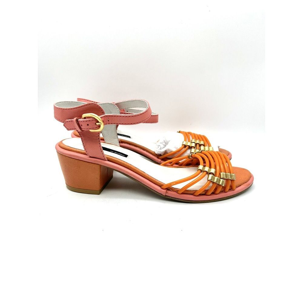 Miista Darlene Pink Orange Color Block Sandals New  Size 40